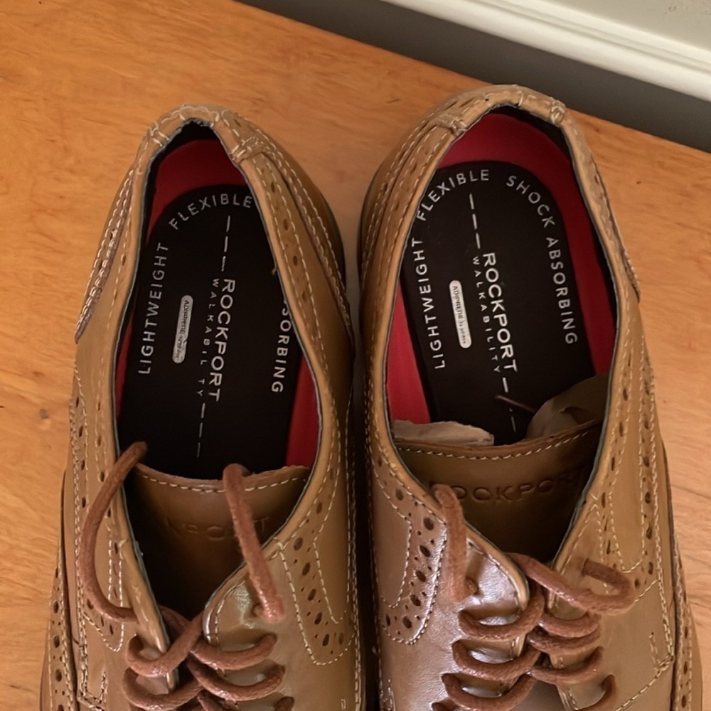 Rockport Tan Leather Oxford Wingtip Oxford Shoe Men Size 7 - Picture 4 of 6